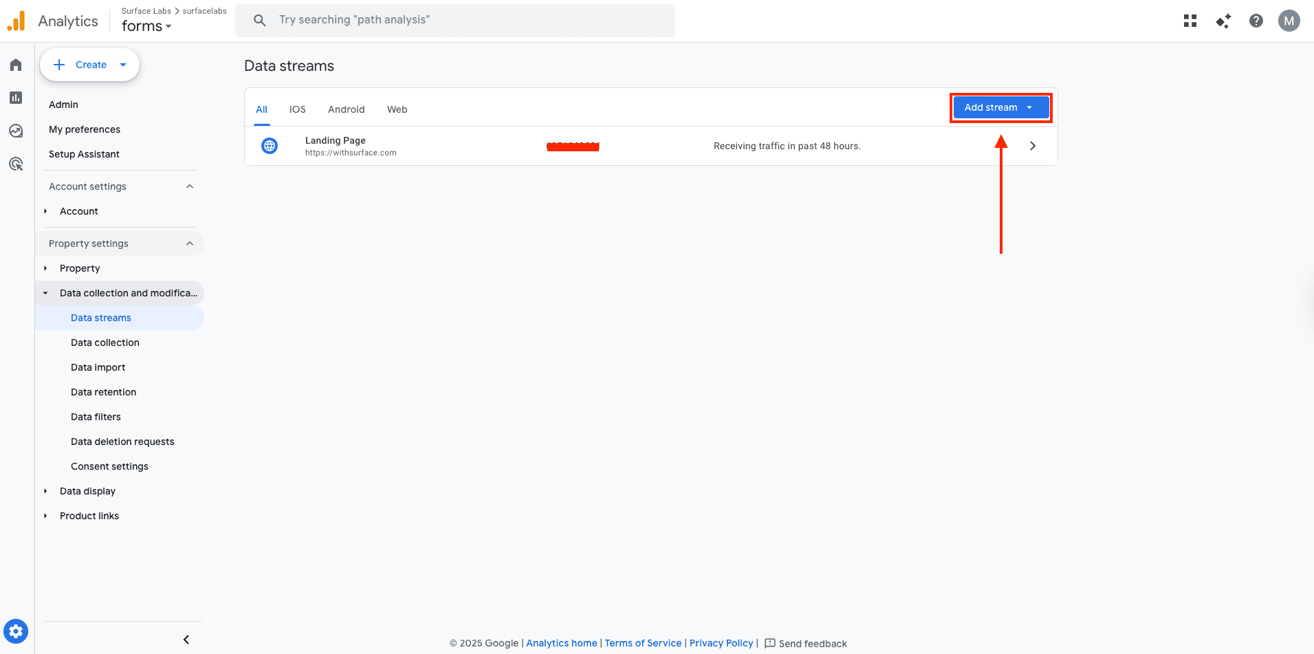 Create Data Stream Step 1