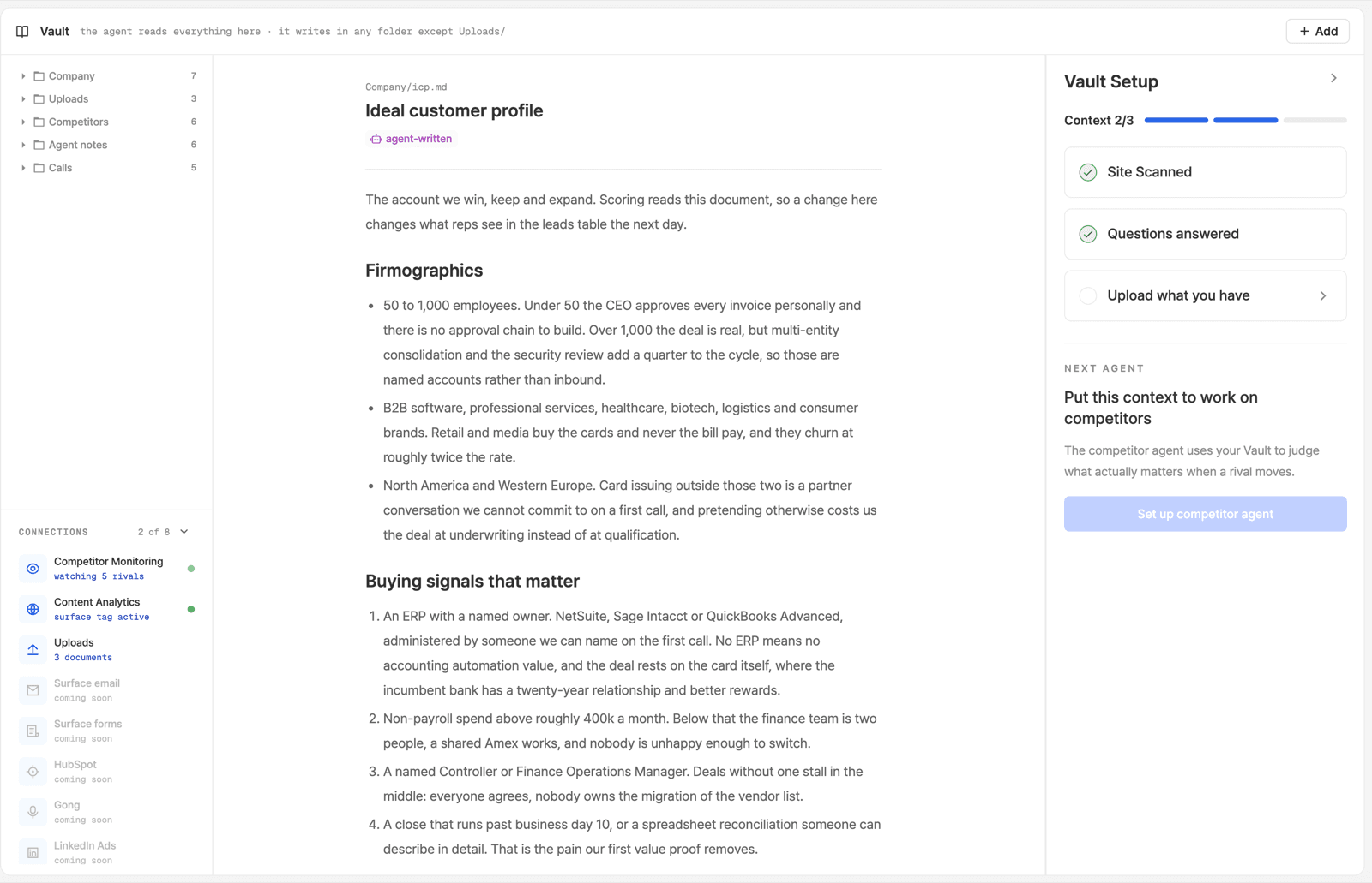 The Vault, with an ICP document open