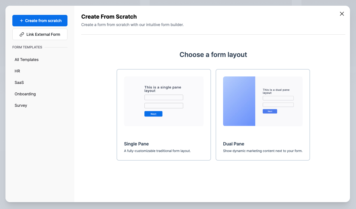 Layout selection interface