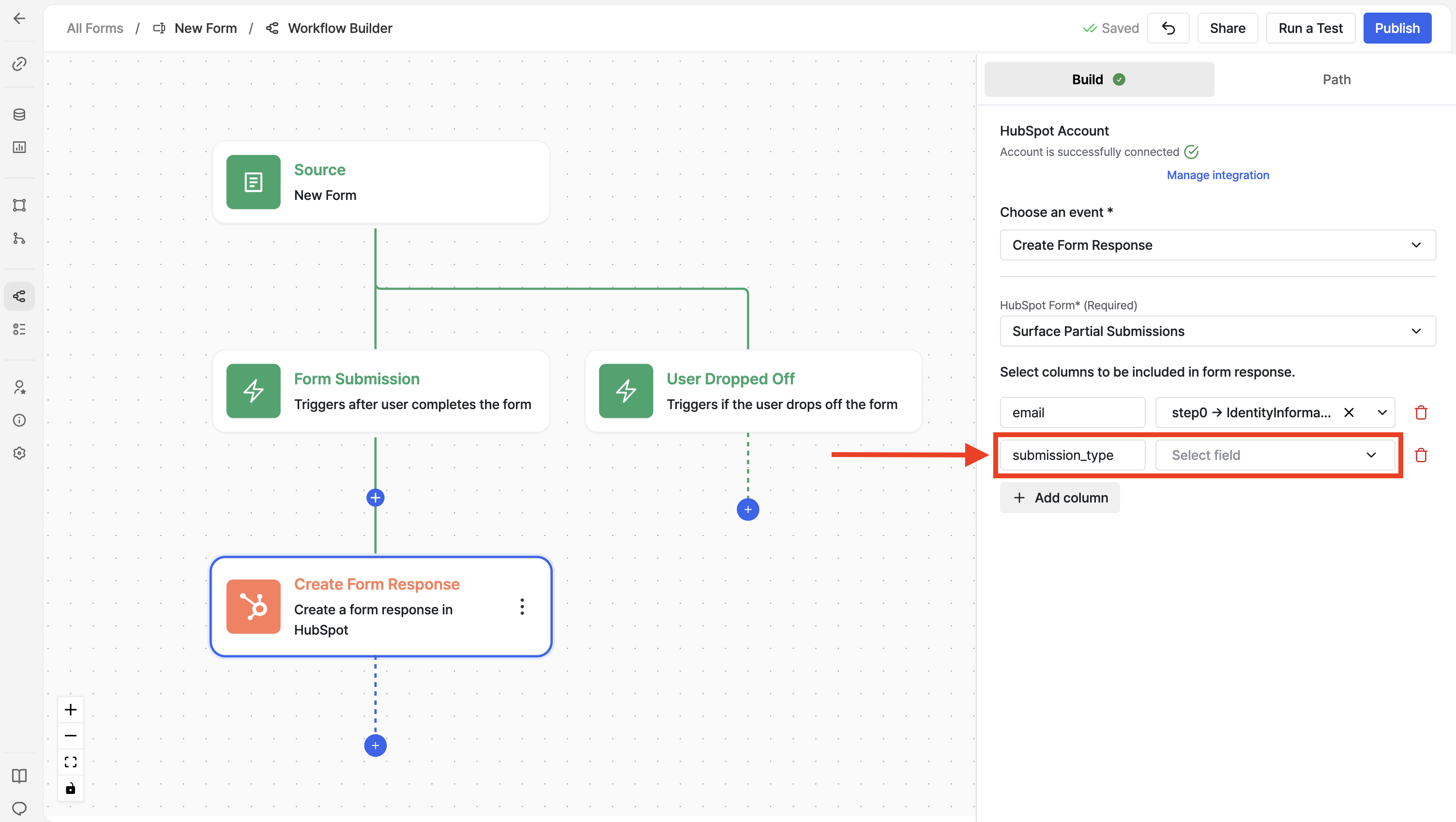 HubSpot Create Form Response configuration
