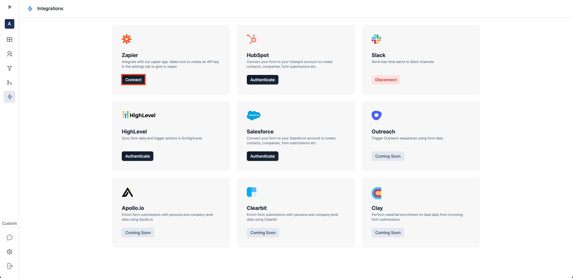 Connect Zapier
